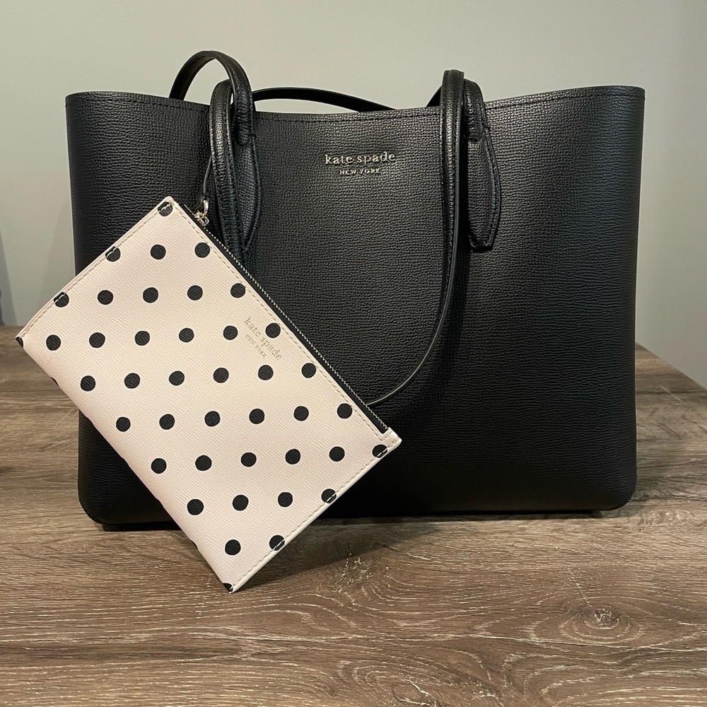 Kate Spade Black Tote with Polka Dot Pouch